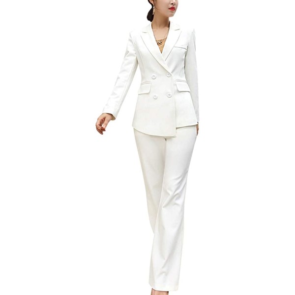 Women Blazer Suits Two Piece Solid Work Pant Suit Office Lady Suits Sets