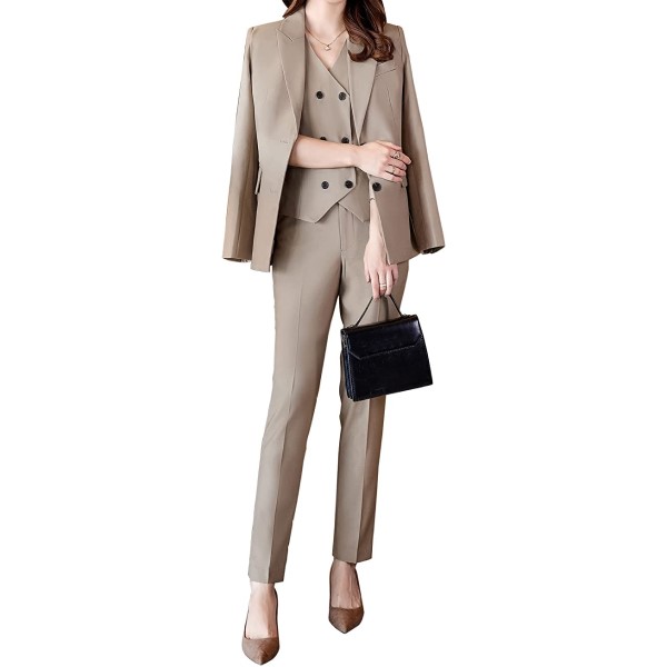 Slim Fit Three Pieces Suits for Office Lady