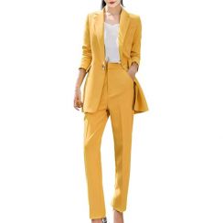 Women Two Pieces Blazer Jacket and Pant Office Lady Suit Set 